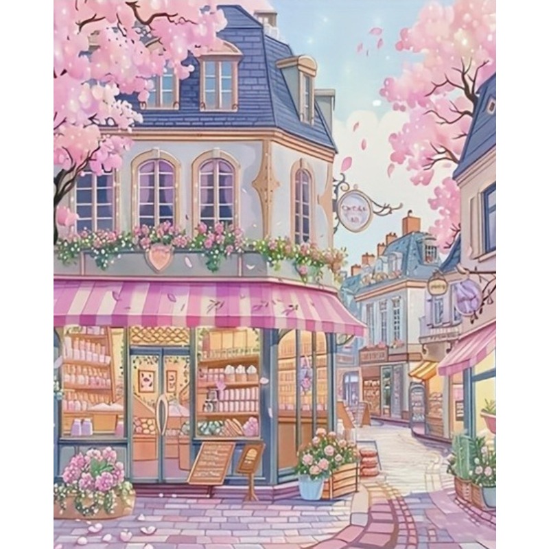 Photo Mosaic Print - لوحة الماس بتصميم رومانسي لزهرة الكرز