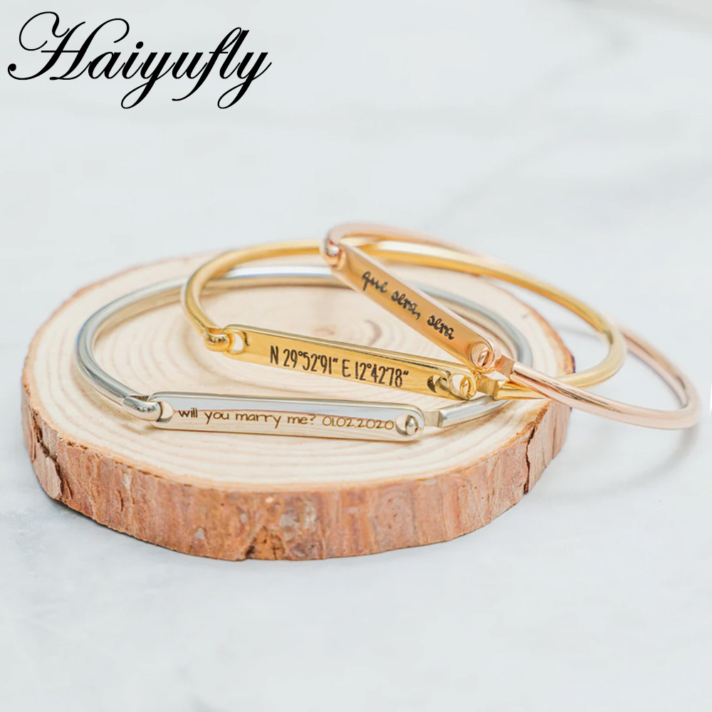Haiyufly نقش اسم حدوة الحصان س - مراجعة Coordinates Bracelet وسعره
